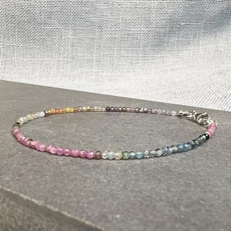 Multi Tourmaline Faceted Round Gemstone Beads 7” Handmade Bracelets Women Gift