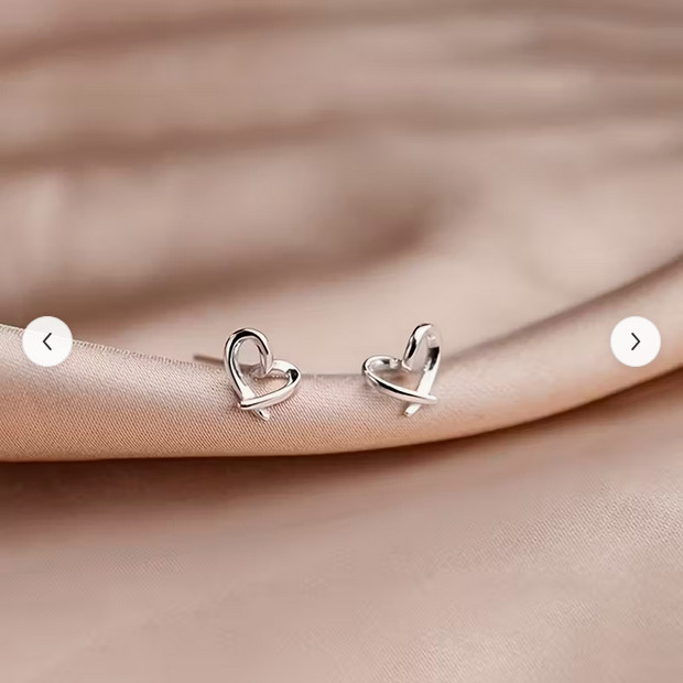 HEART SHAPE OPEN STUD EARRINGS SILVER IN COLOR STAINLESS STELL POST