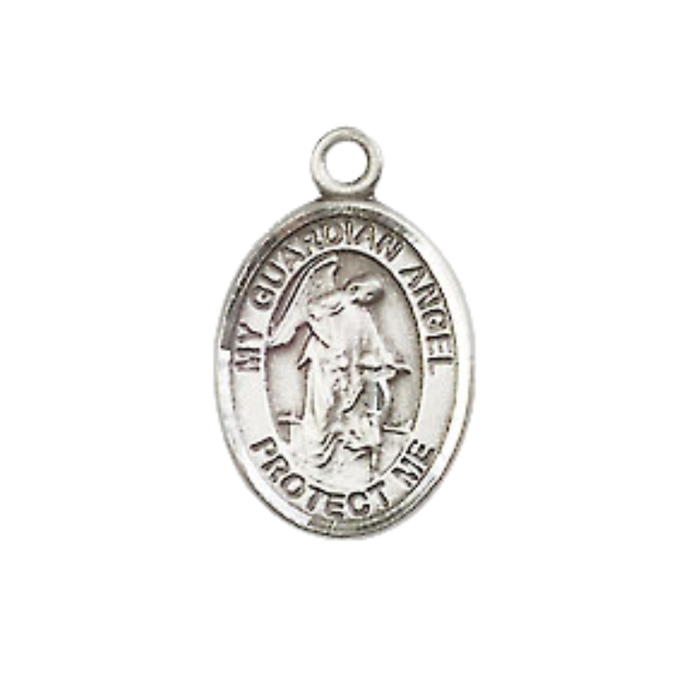 Sterling Silver Guardian Angel Medal Pendant 18″ Lobster Claw Chain Necklace