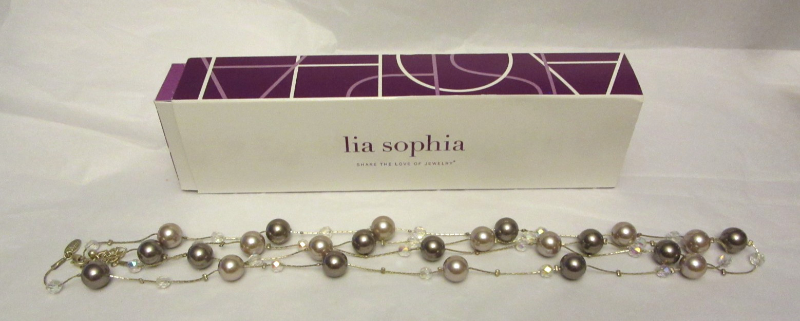 LIA SOPHIA Necklace CARAMELO 52-55 inch Rhinestone & Bead in Box