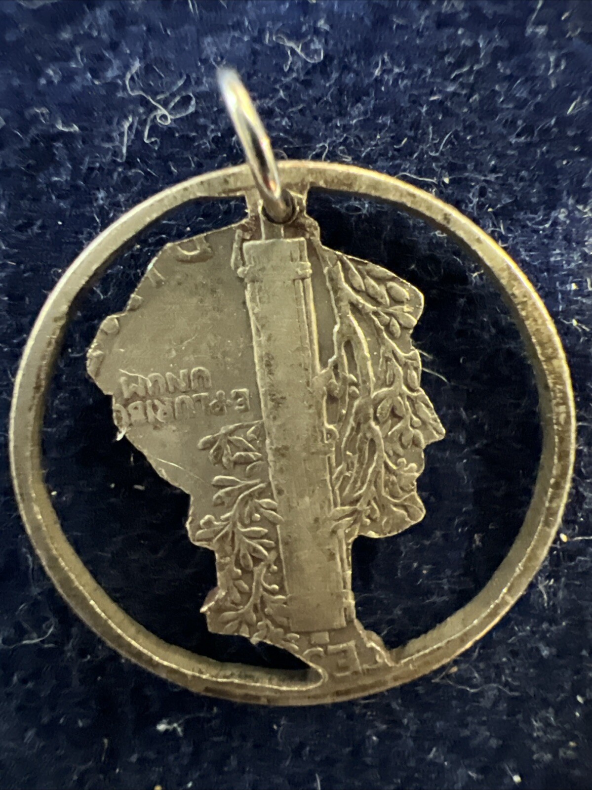 Vintage Sterling Silver- 1943 Mercury Silver Dime Cutout Charm