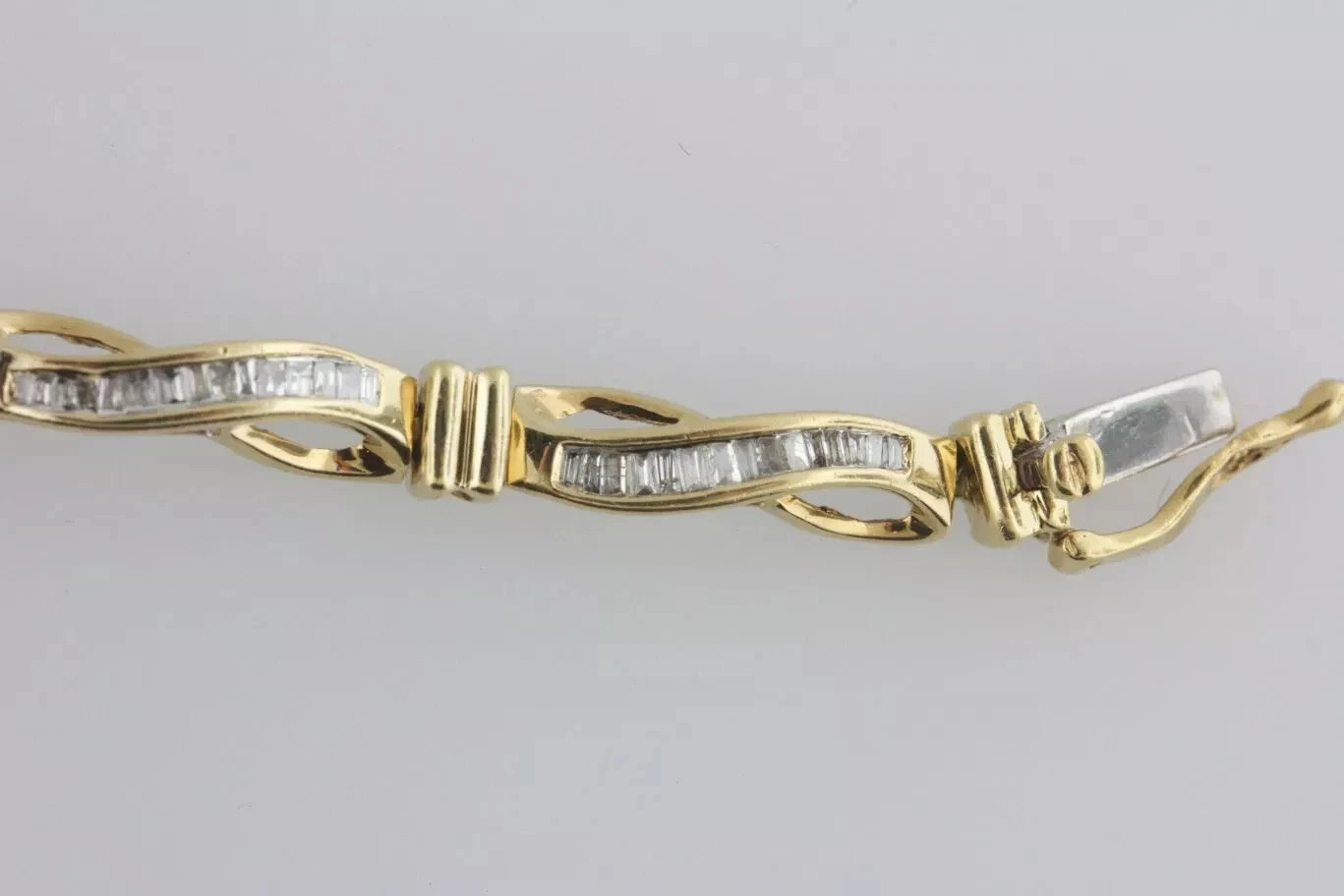 7CT Baguette Cut Simulated Diamond Unisex Tennis Bracelet 14k Yellow Gold Plated