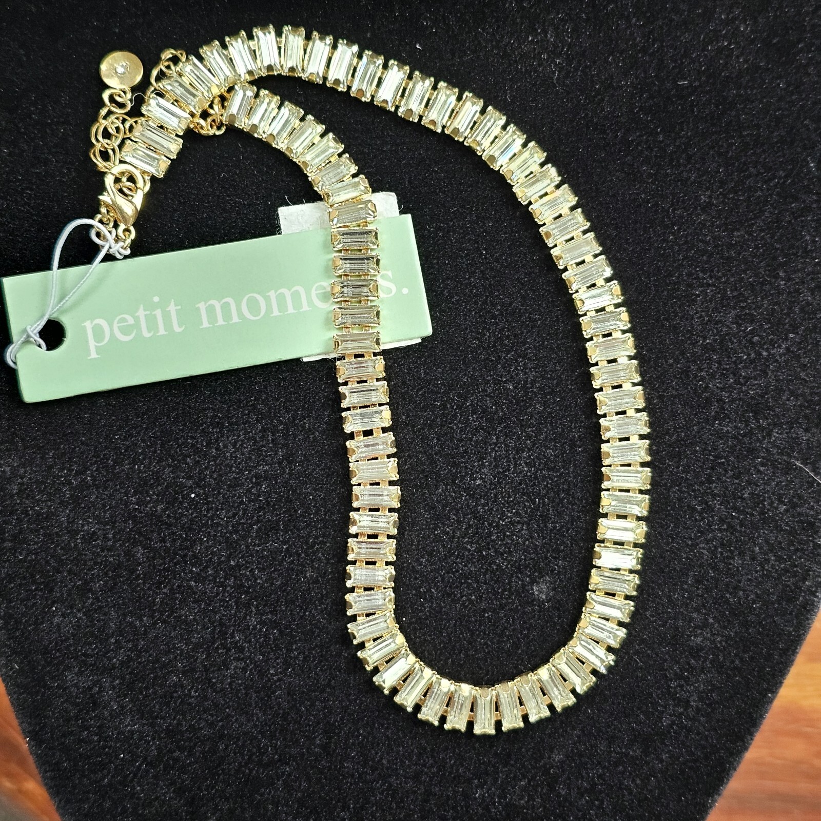 Petit Moments Gold Tone Clear Tennis Choker Necklace 14 in Length Nwt Classic