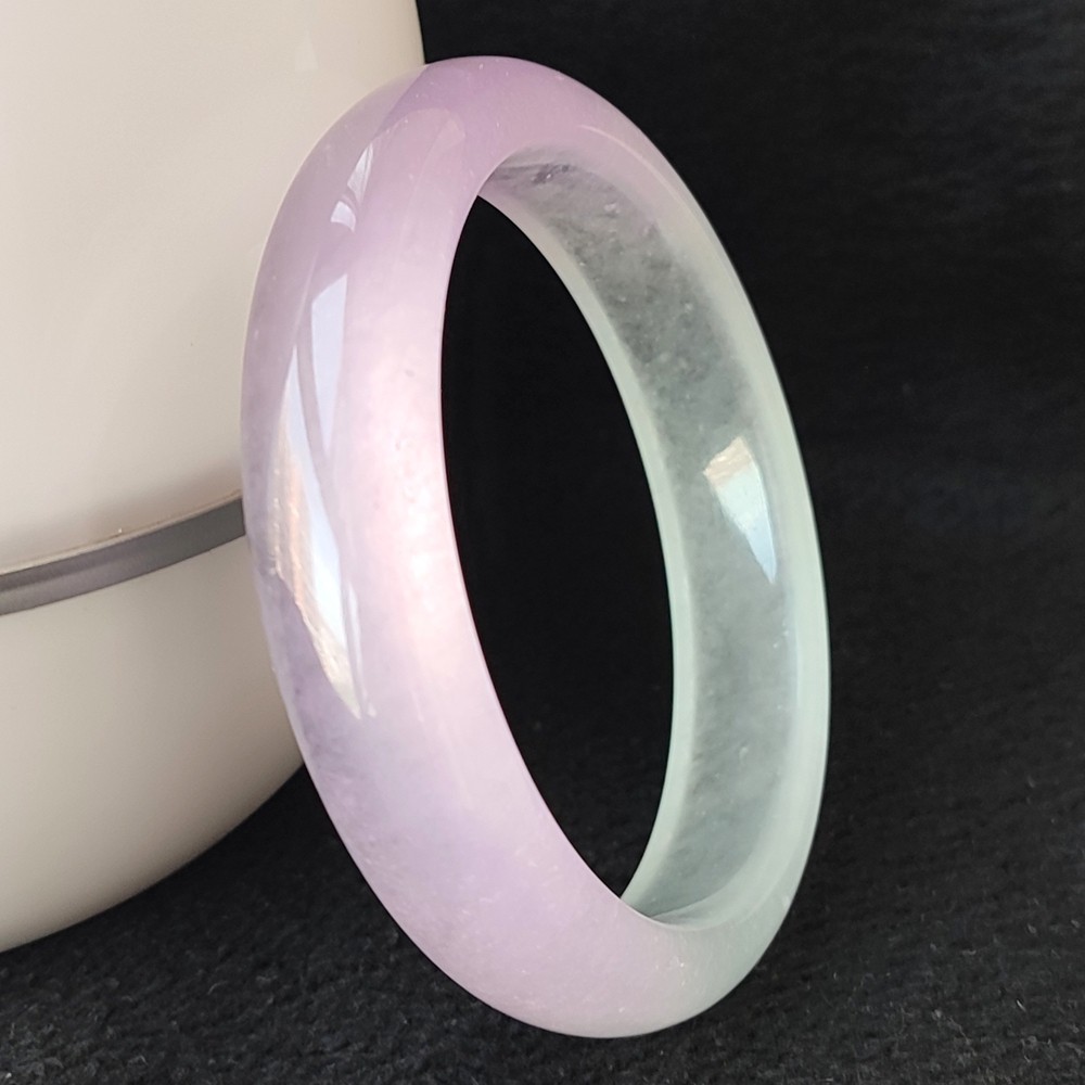 Certified Ice Lavender 65-66mm Natural Burma Jade jadeite Big Bangle Bracelet
