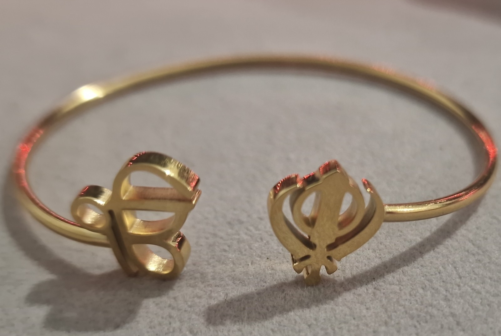 Ek Onkar & Khanda Bracelet Gold Plated adjustable Punjabi Gurmukhi Sikh Khalsa..