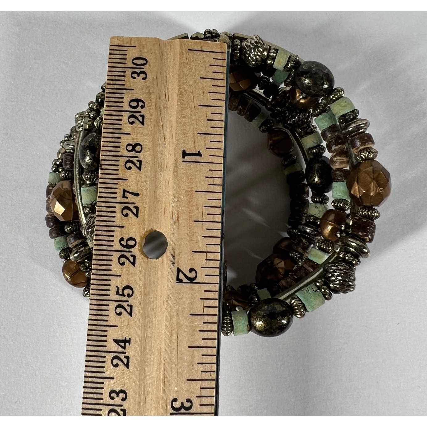Womens Contemporary Multi Strand Beaded Stretch Wrap Bracelet Earth Tone Boho