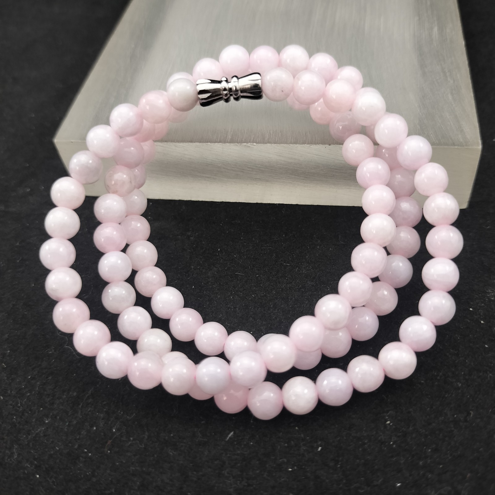 Certified Pink Natural Type A Jade Jadeite Carved 5.8MM Bead 520MM Necklace