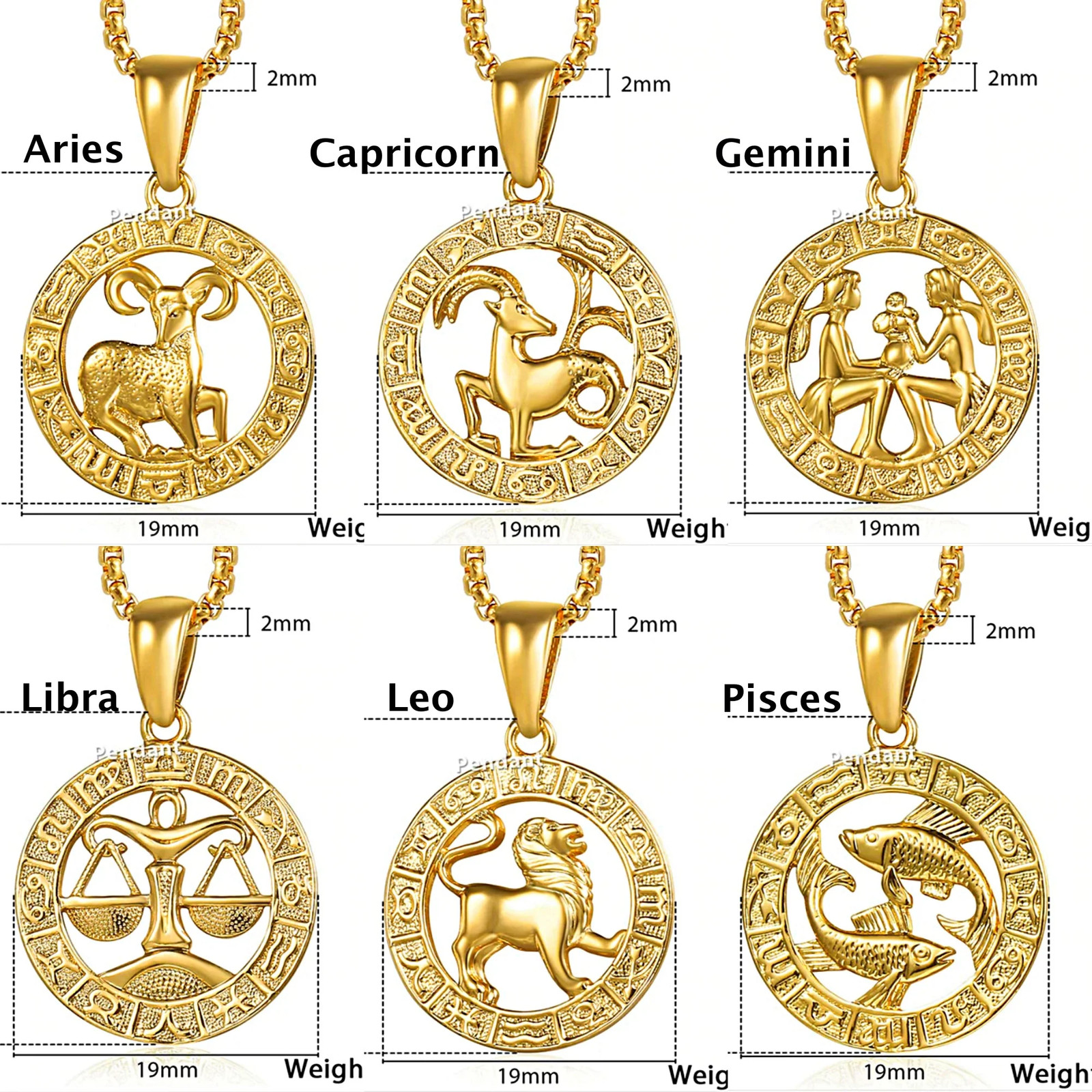 Zodiac Horoscope Pendant Necklace
