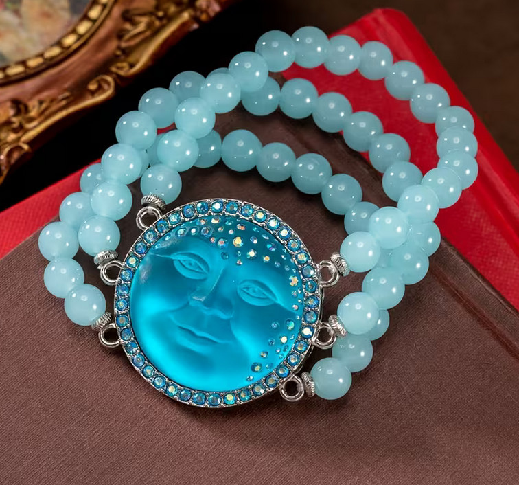 Moon face chunky stone bead bracelets