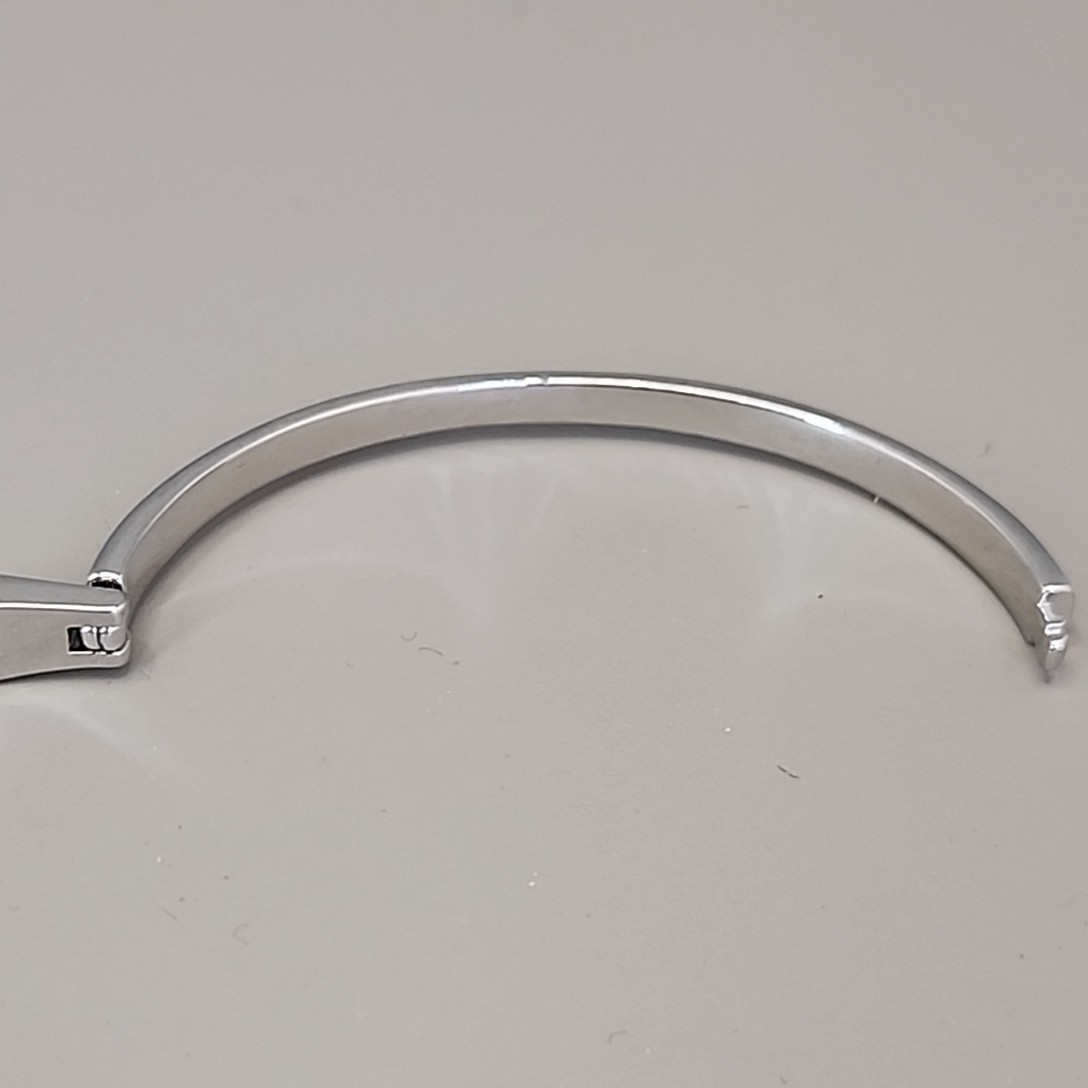 Rhinestone Hinged Bracelet Pave Silver Tone 6.25″