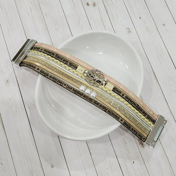 Multilayer Leather Bangle Magnetic Bracelet for Men Or Women 7.5in – Khaki