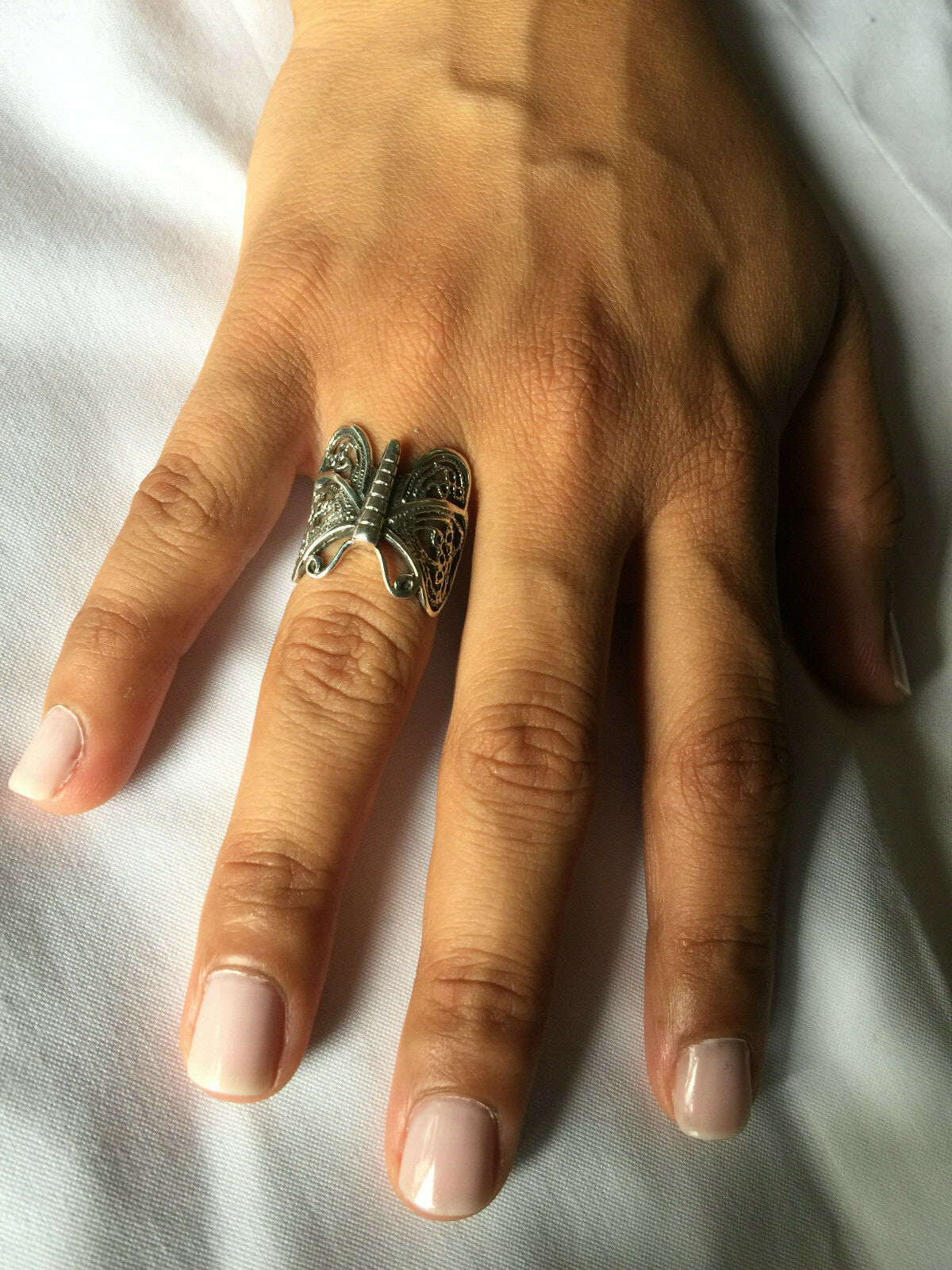 .925 Sterling Silver Butterfly Ring With Oxidized Antique Finish J59A
