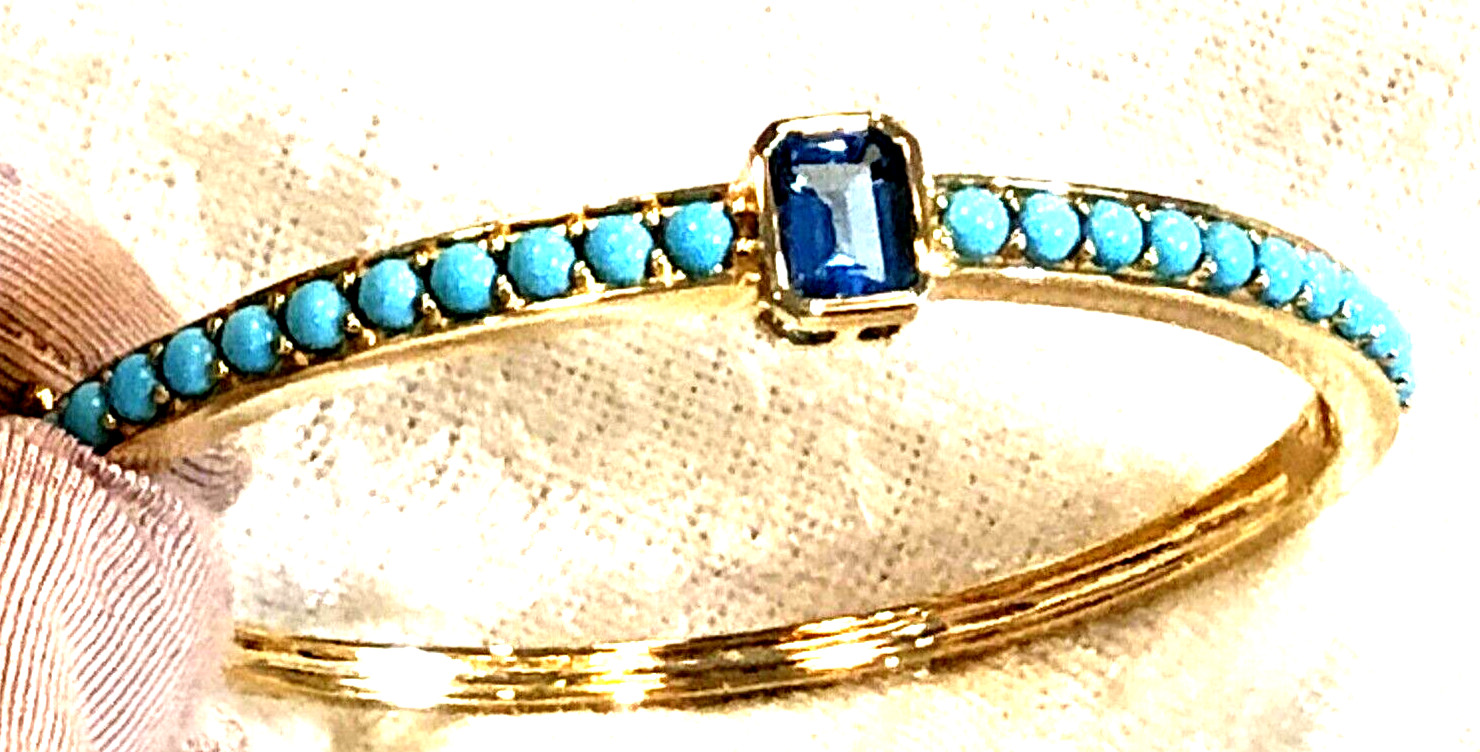 AFFINITY GEMS SWISS BLUE TOPAZ & SLEEPING BEAUTY TURQ. BANGLE, SMALL (M4121-23)