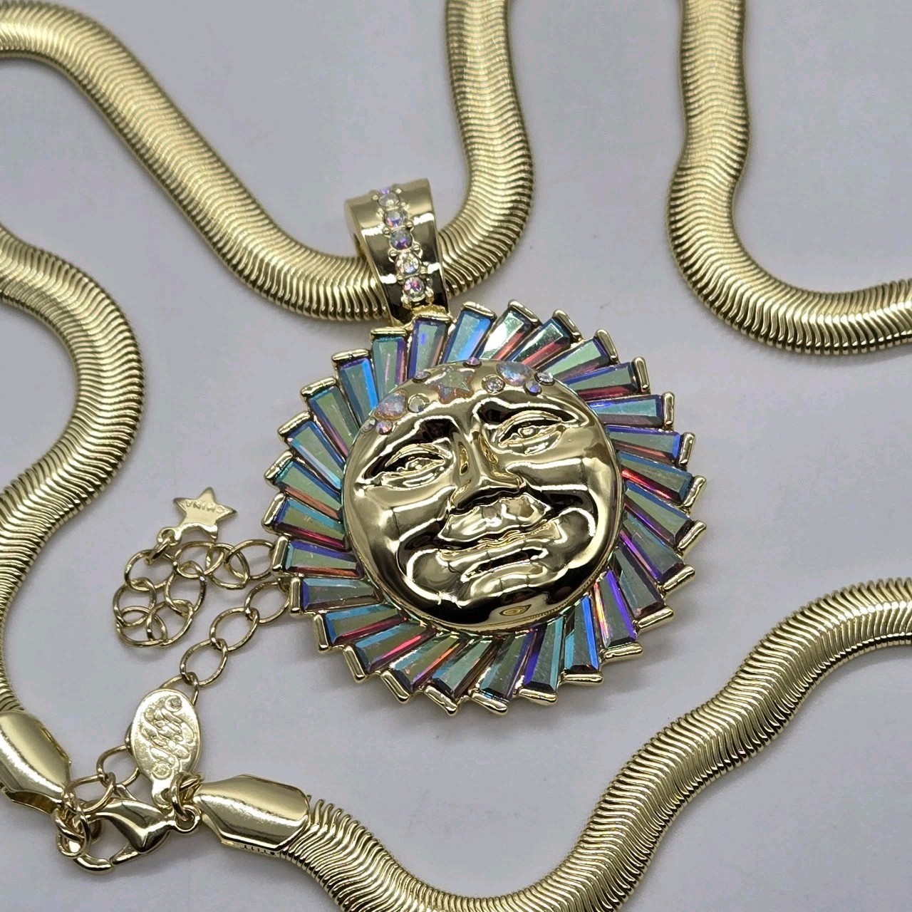 Kirks Folly Luna Light & Love Metallic Moon Foldover Pendant and Necklace 2pc GT