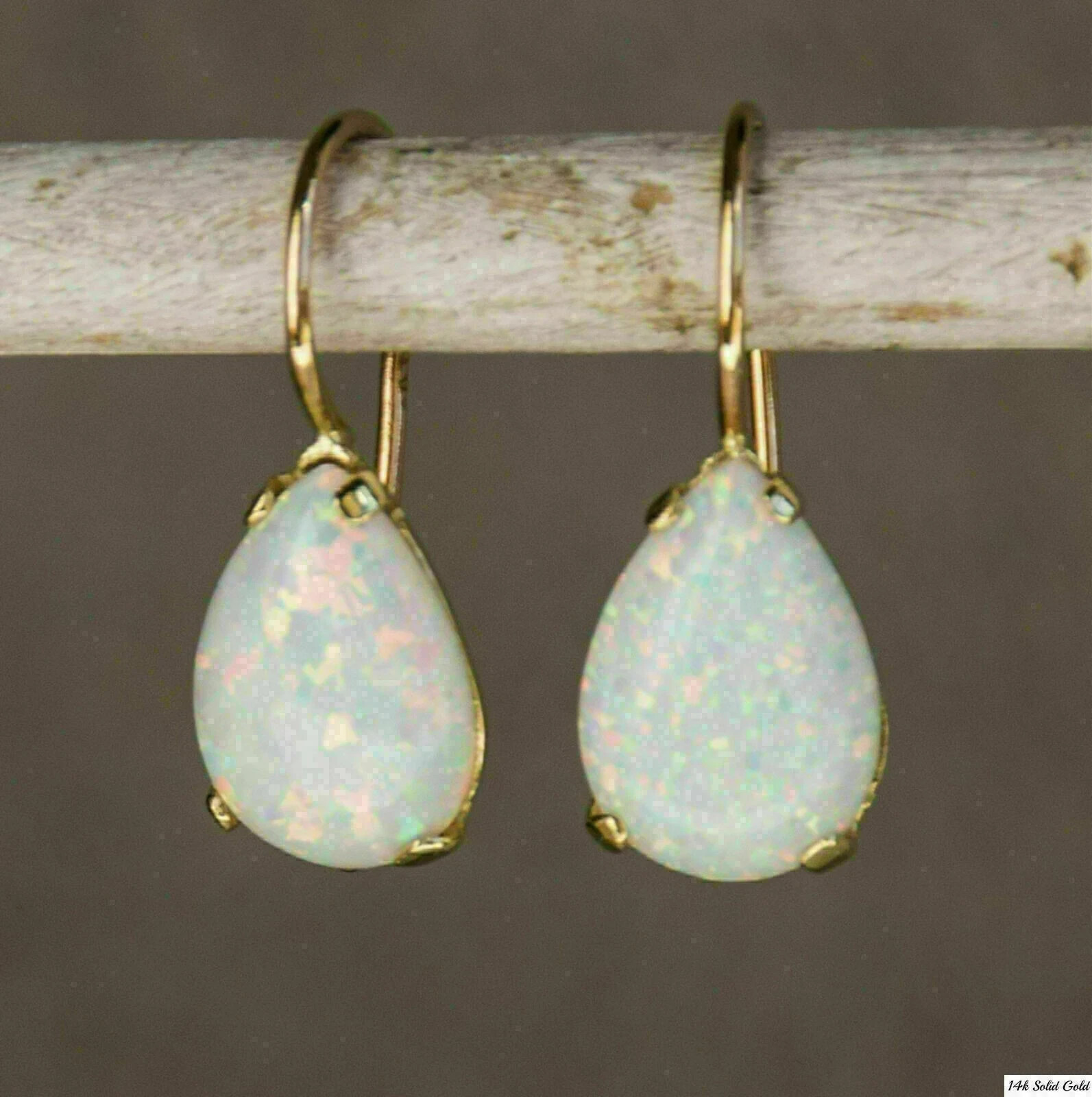 3.00Ct Pear Cut Simulated Fire Opal Drop Dangle Earrings 14k Yellow Gold Plated