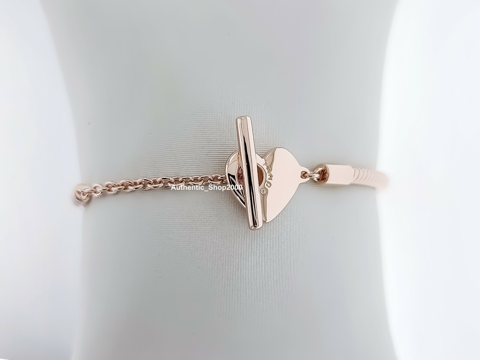 NEW 100% Authentic PANDORA 14k gold Heart T-Bar Snake Chain Bracelet 589285C00