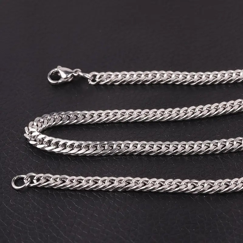 8Pcs Men’s Chain Necklace Set Stainless Steel Necklaces Hip Hop Jewelry Gift