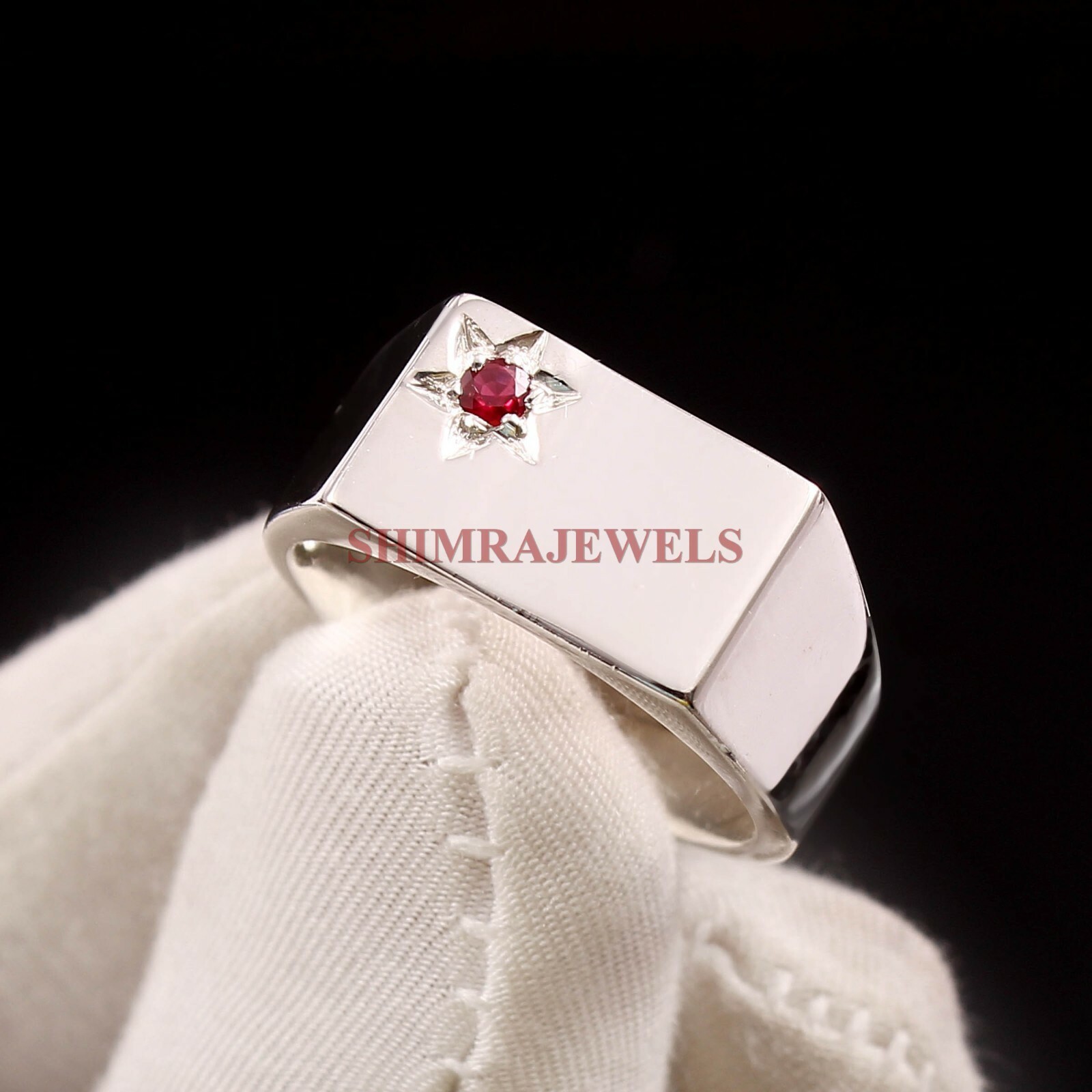 Heated Ruby Gemstone with 925 Sterling Silver Ring for Men’s #873