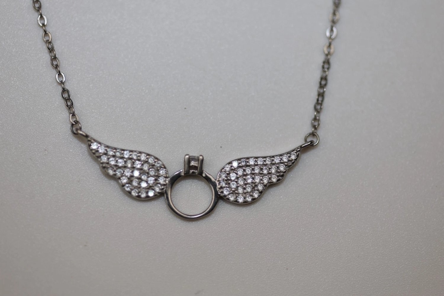 Necklace 16-18 Inch Silver Sterling Angel Wing Pendant Wings Chain