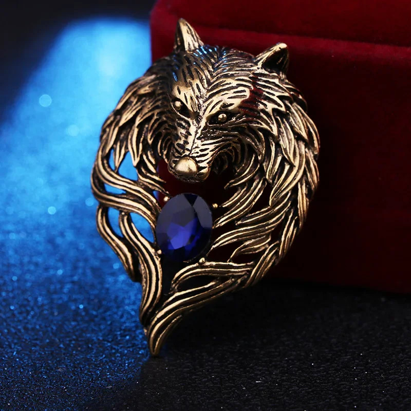 Statement Wolf Brooch Pin Badge Collar Womens Gift
