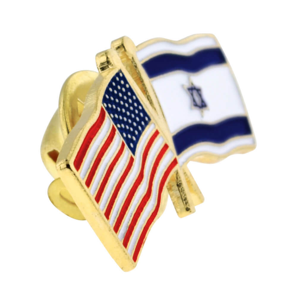 PinMart’s USA and Israel Crossed Friendship Flag Enamel Lapel Pin