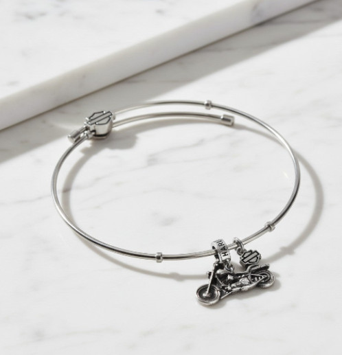 Harley-Davidson Motorcycle Charm Dangle Legend Bangle Bracelet 220 / HSB0025