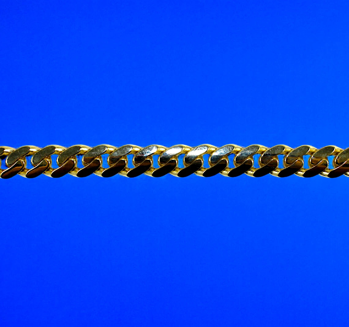 14K Yellow Gold Monaco Miami Cuban Link Chain Bracelet CZ Pave 6mm-13mm 16″-30″