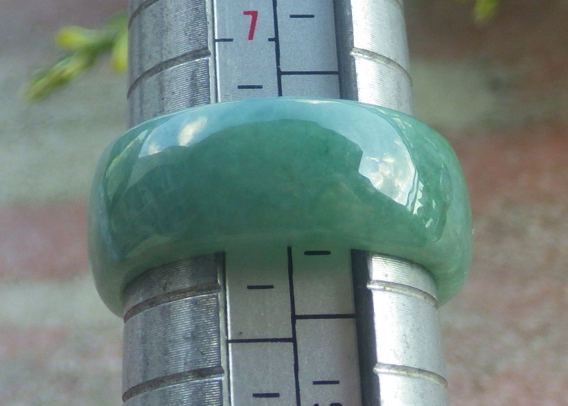 Certified Green Natural 100% A Jadeite Jade Rose Flower Ring NO. 8 花戒指 # 418684