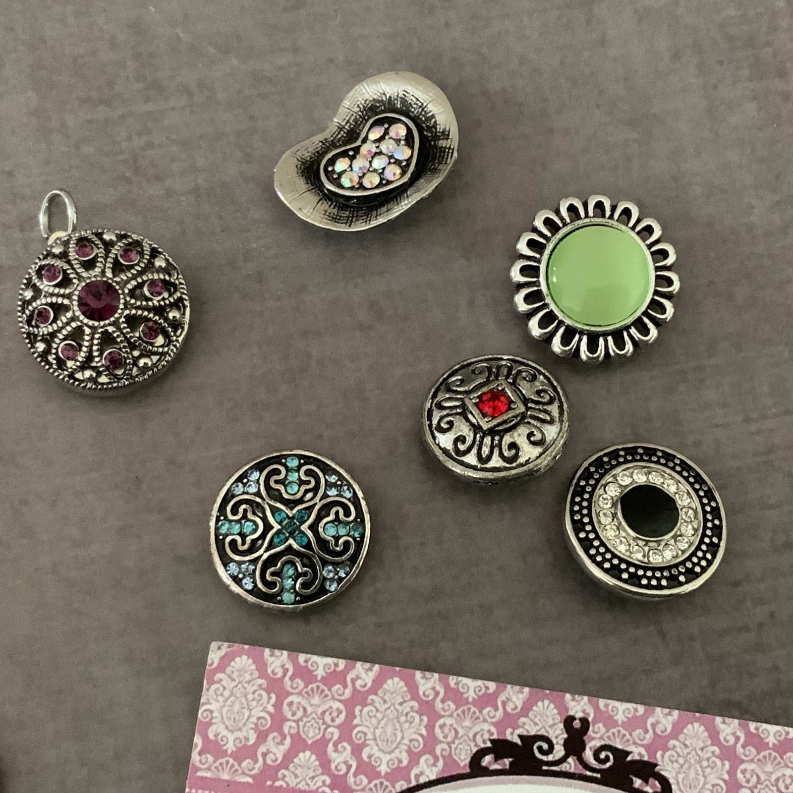 Sweet Snaps Interchangeable Necklace Lot Snap Pendant Jewelry Set w/ Charms