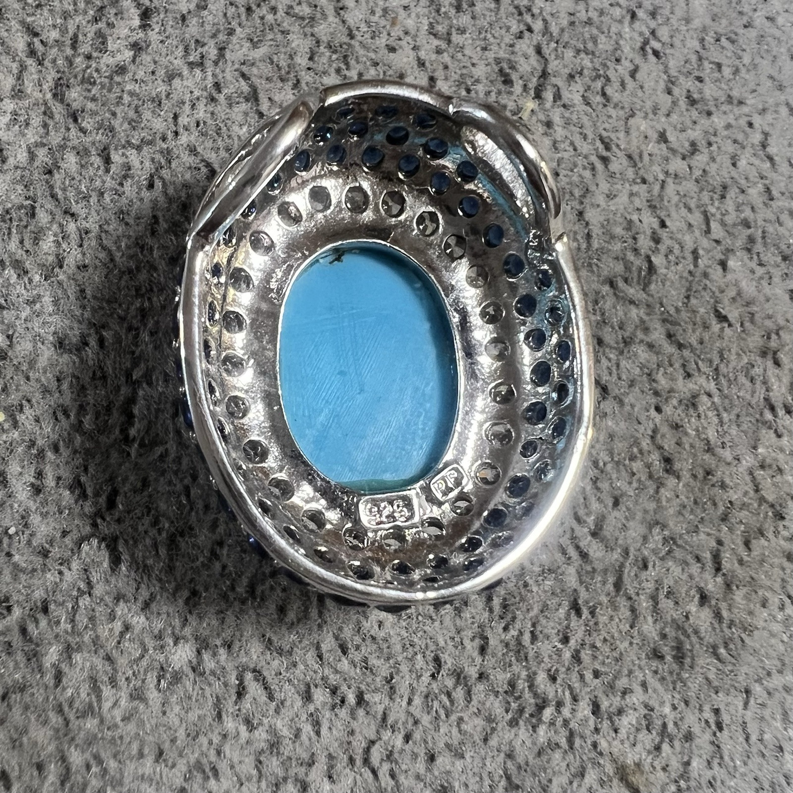 Designer Created Turquoise, Cubic Zirconia & Created Sapphire Sterling Pendant