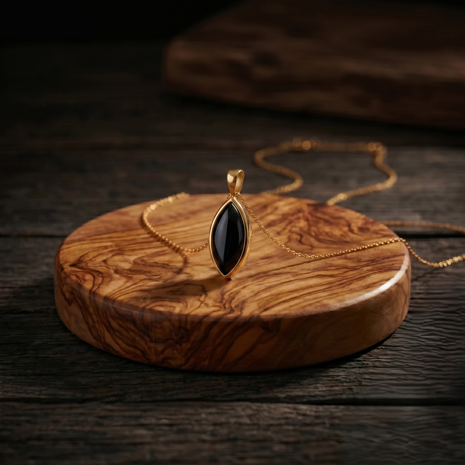 Minimalist Gold Plated Black Onyx Gemstone Pendant for Women | Classic Jewelry