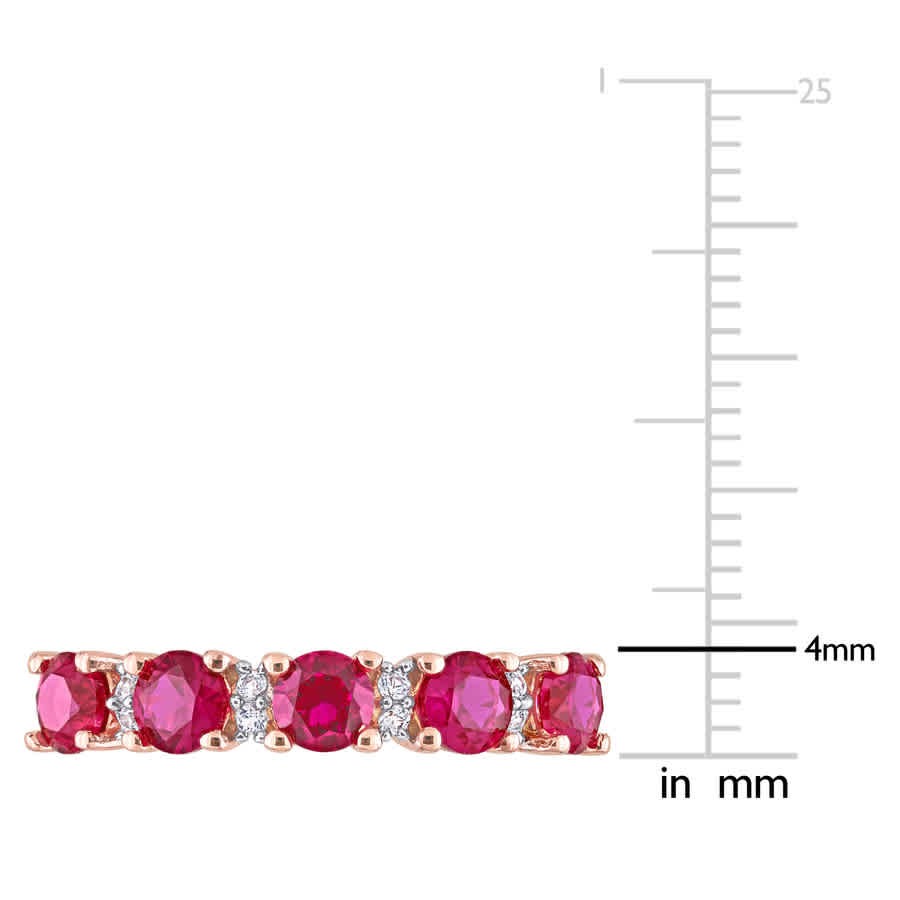 AMOUR 1 5/8 CT TGW Created Ruby and Created White Sapphire Semi-Eternity Ring In