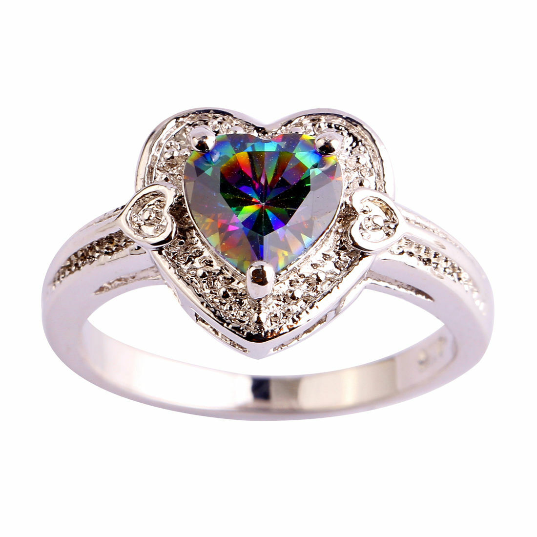 925 Sterling Silver Rainbow Mystical Fire Topaz Wedding Engagement Ring Size 9