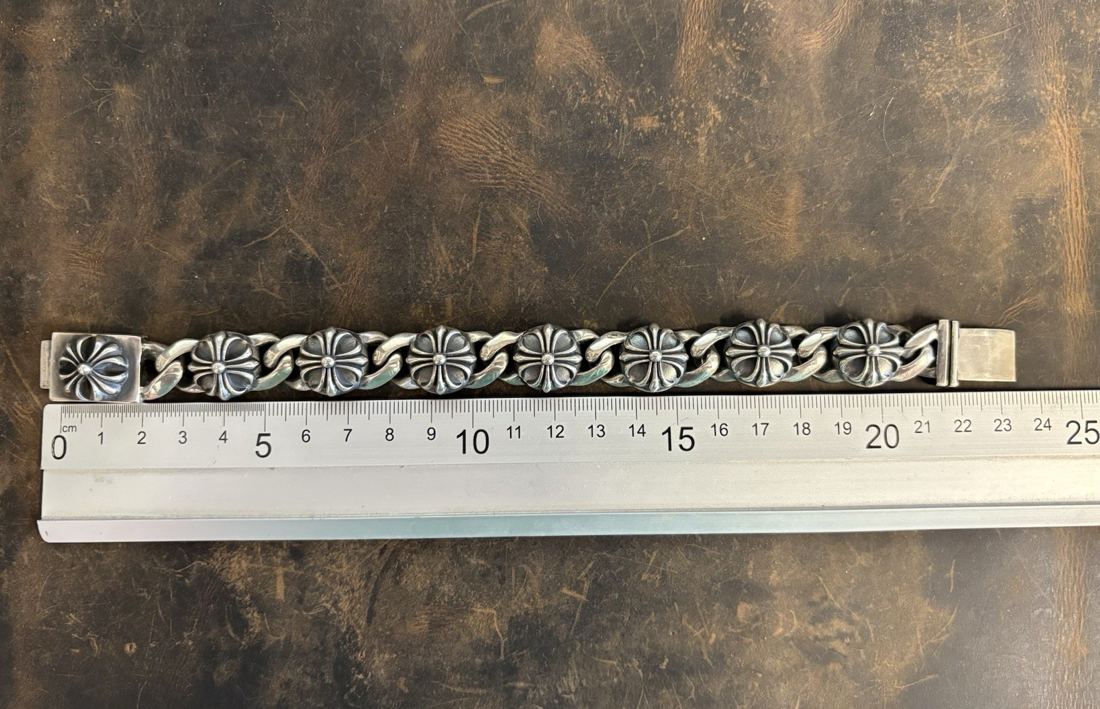 Chrome Hearts “CH” Cross Gothic Vintage H Style Bracelet 925 Silver 95gr 21,5cm