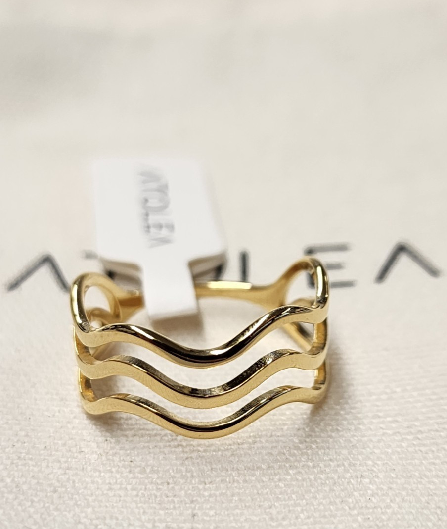 Atolea 18K Gold Plated Ocean Waves Ring sz 8