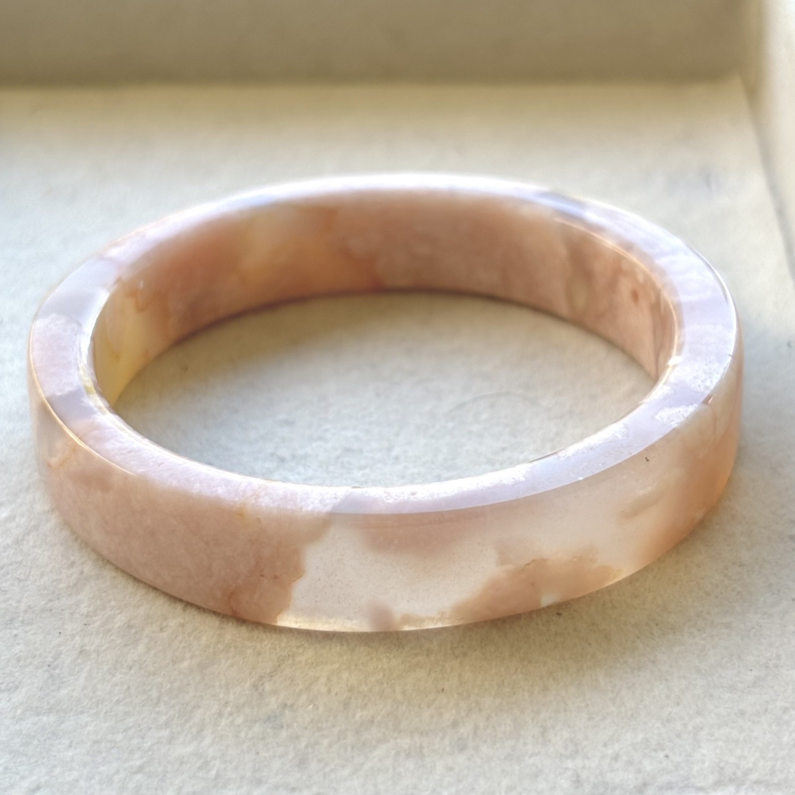 53mm Natural Cherry Blossom Agate Bangle Sakura Flower Quartz