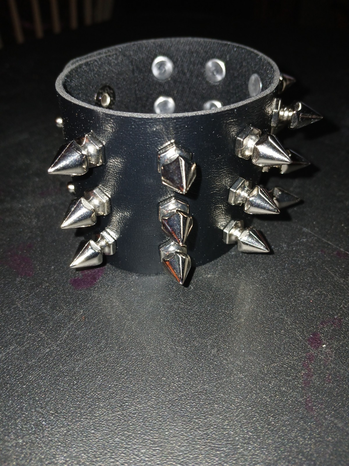 Goth ,punk, Leather Spikes Bracelet Large, Spikes. Snap Closure, Emo, Rock,
