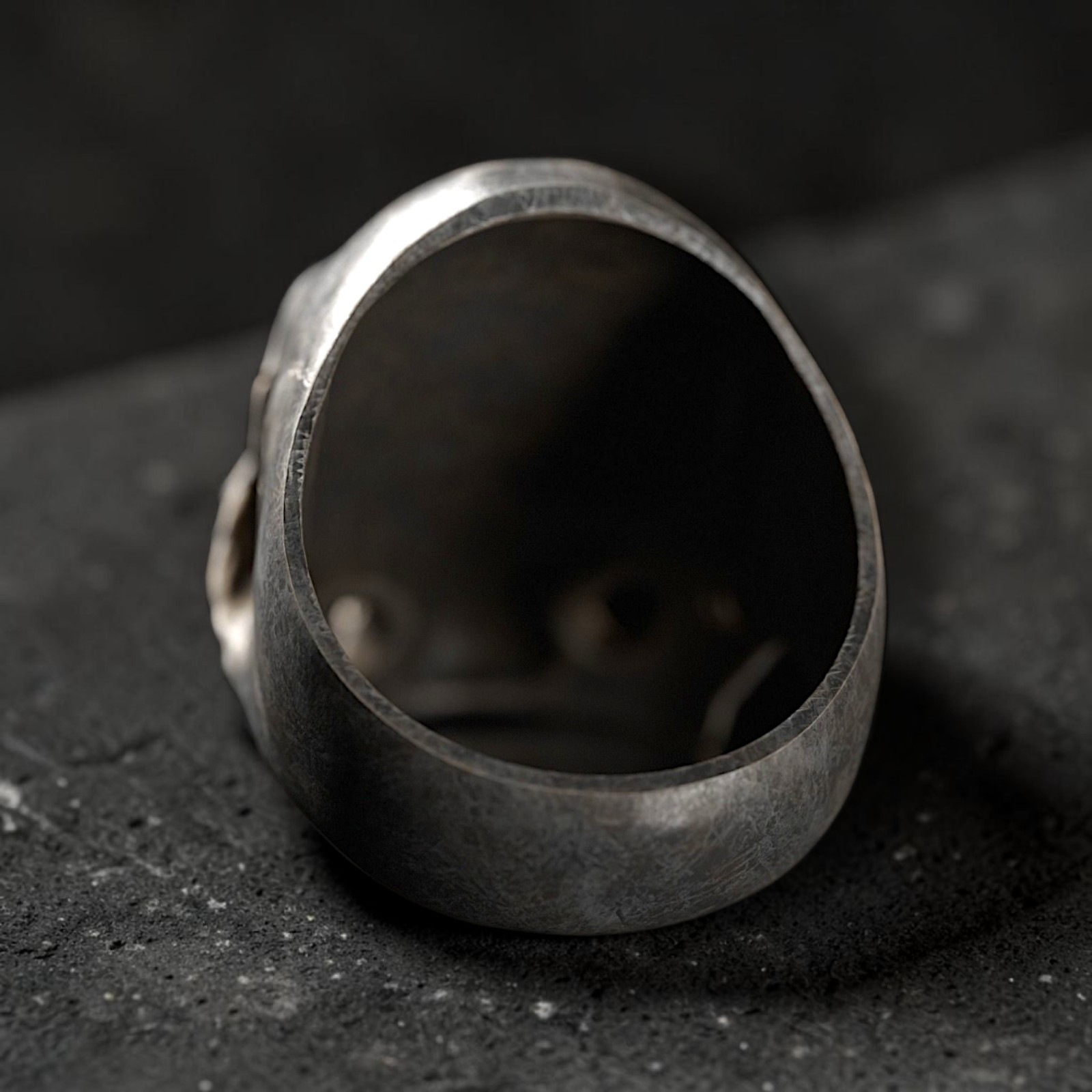 Sterling Silver Skull Ring, Gothic Biker Punk Rock Statement Jewelry