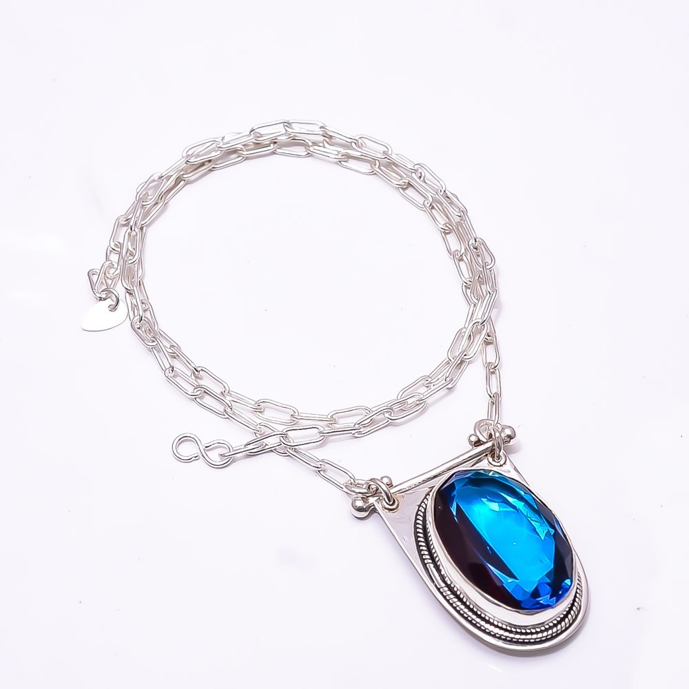 Bi-Colour Tourmaline 925 Sterling Silver Chain Pendant 19-23″ C66 Christmas Gift