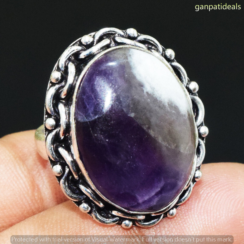 Amethyst Gemstone Handmade Ring Jewelry US Size- 8.5 GR-32027