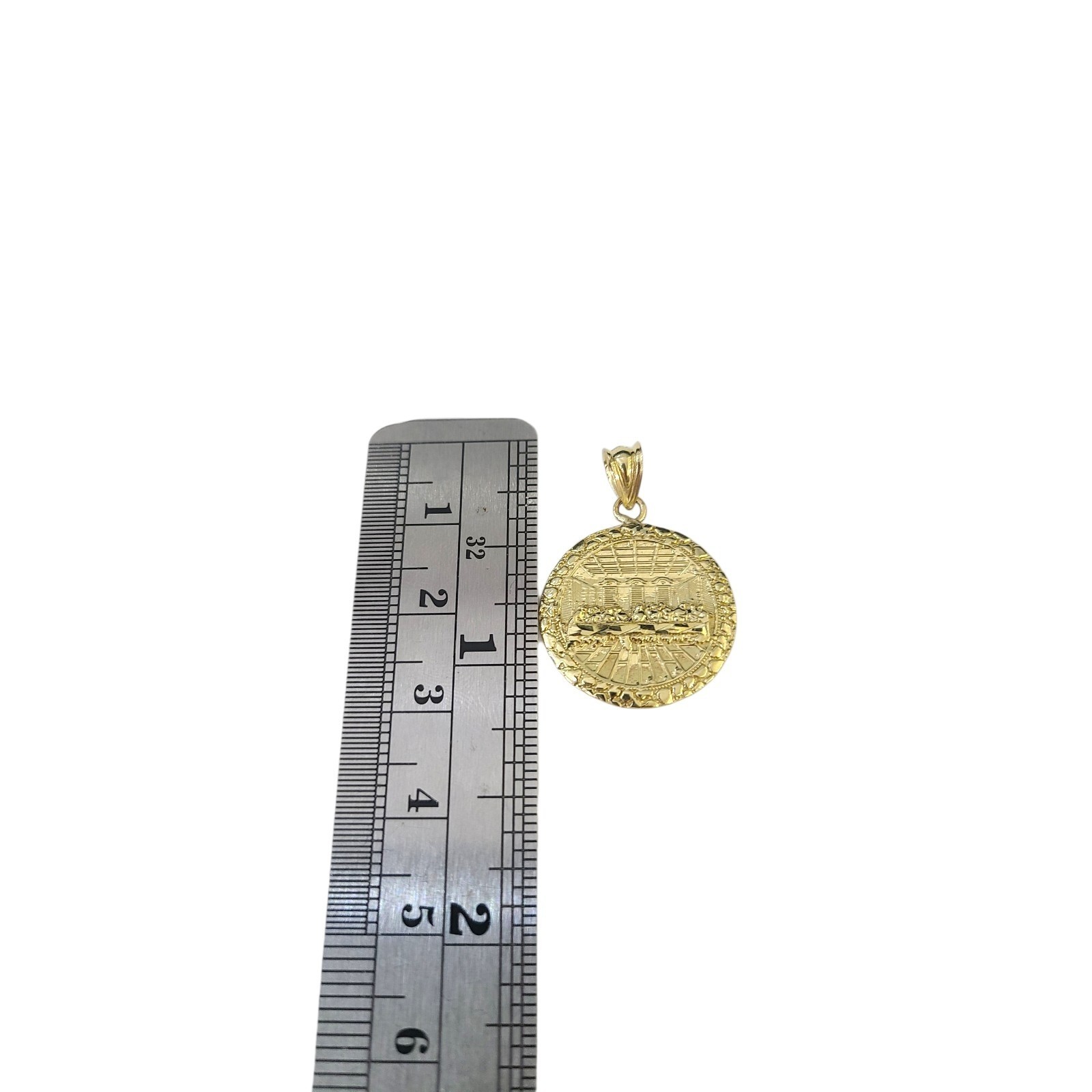 10K Yellow Gold Franco Chain Last Supper Pendant 1mm 16 18 20 22 24 Women Men