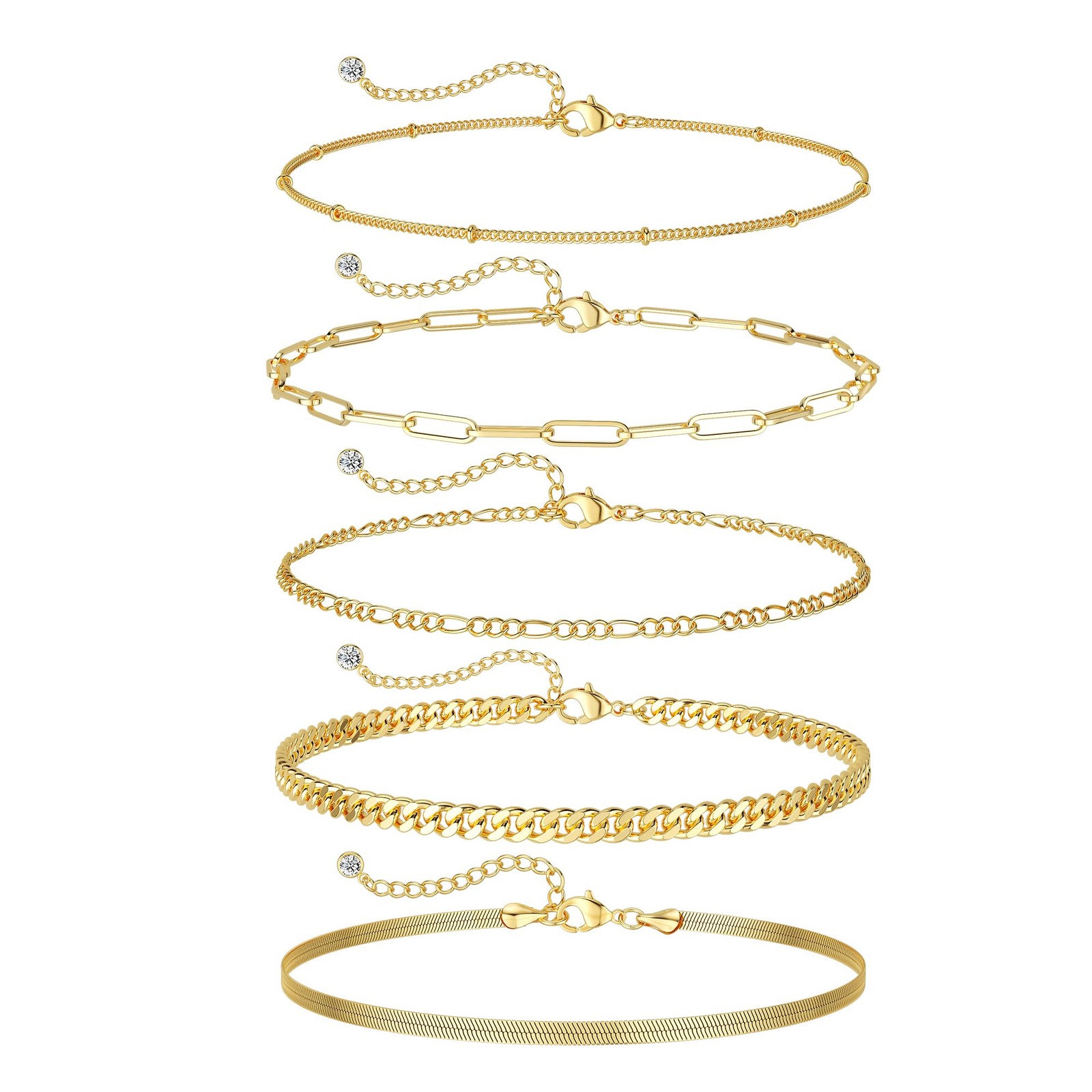 DEARMAY 14K Gold Plated Bracelets for Women Jewelry Sets Stack Trendy Dainty …