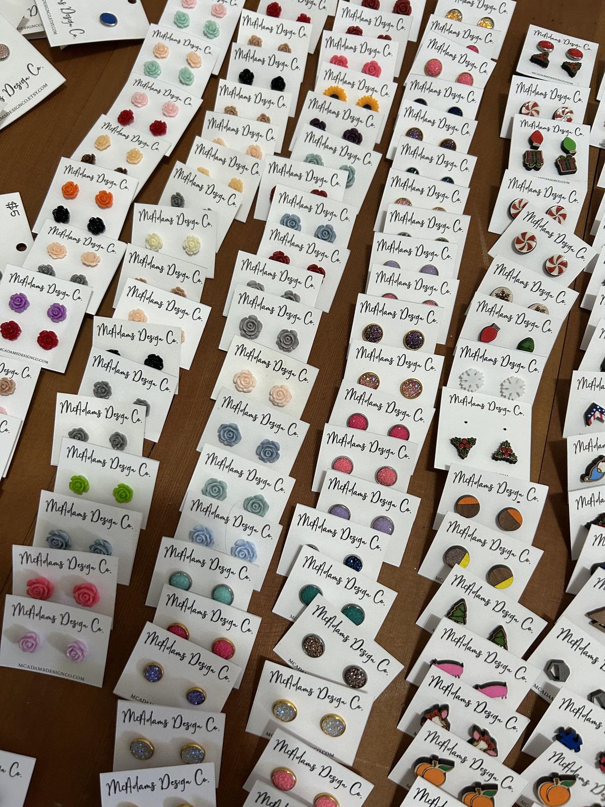 Wholesale Jewelry Lot – 60 Pairs Mixed Style Stud Earrings – Handmade for Resale