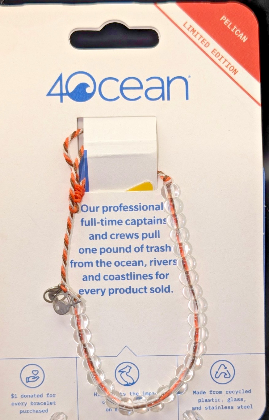 4ocean Limited Edition Pelican Bracelet – Beaded Recycled Glass – Nov 2021 NWT