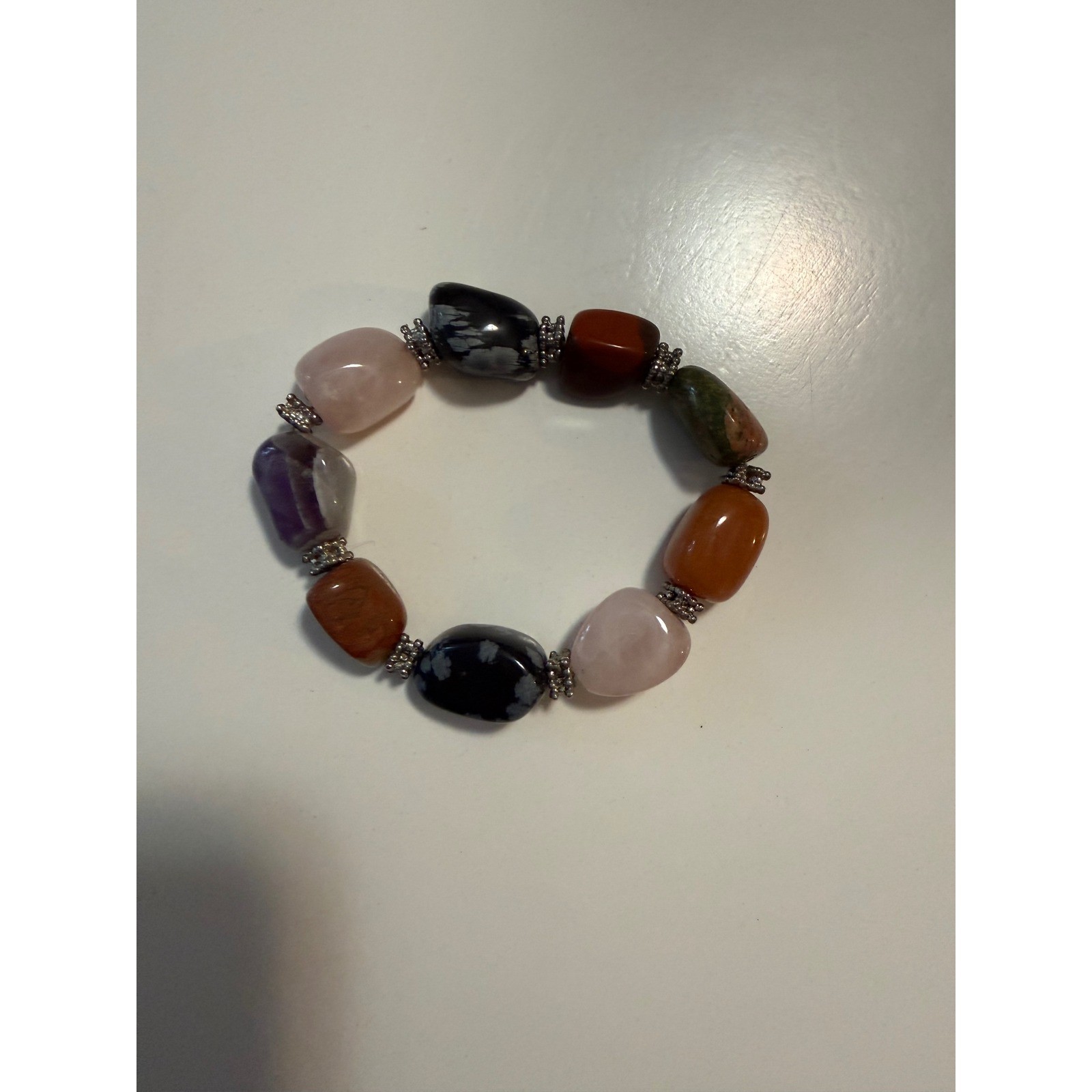 Western Horseshoe Bull Head Link Bracelet Natural Stone Beaded Cross Lot of 3