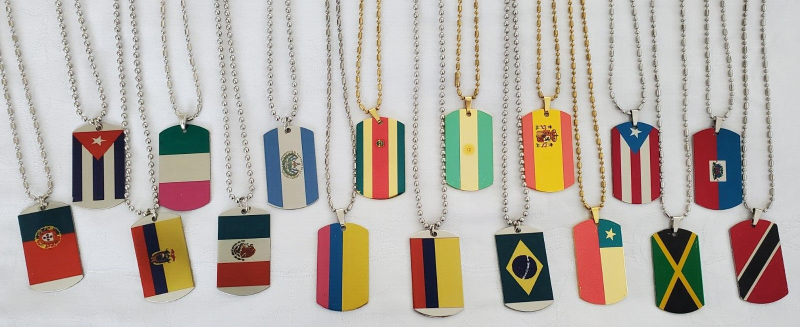 Country Flag Military ID Dog Tag Metal Chain Necklace World Flags