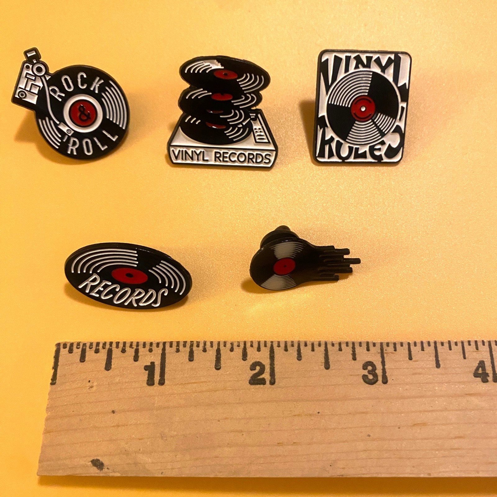 Vinyl Records Music Enamel Pins 5 count of pins