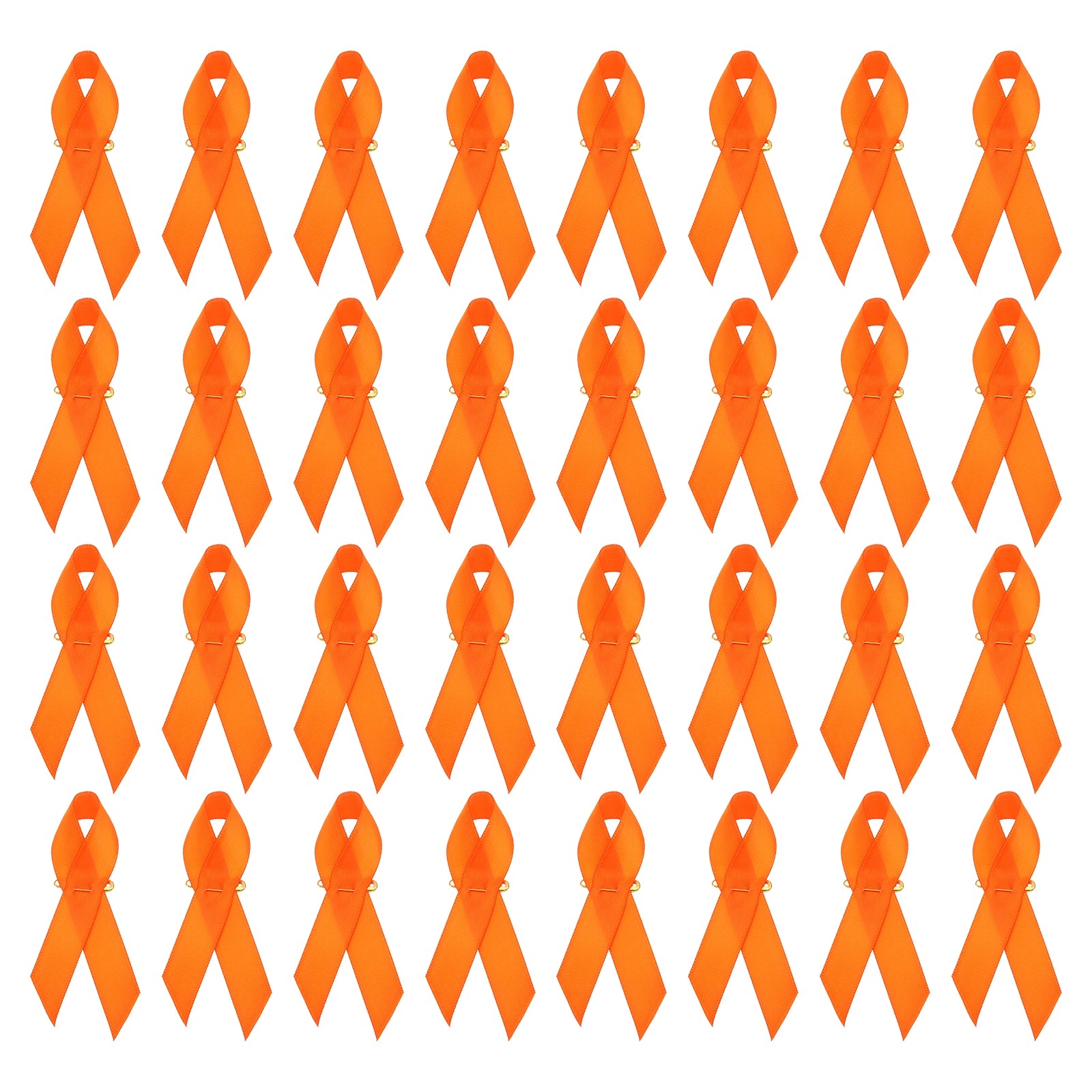 Ribbon Pins, 200Pcs Orange Awareness Ribbon Satin equipped with Safety Pins