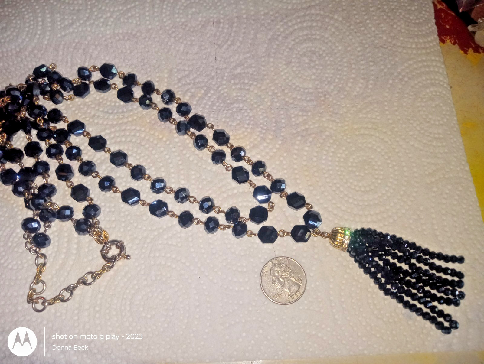 Very Beautiful Glass Beaded necklace Talbots Costume Jewelry 28 inch Tassle
