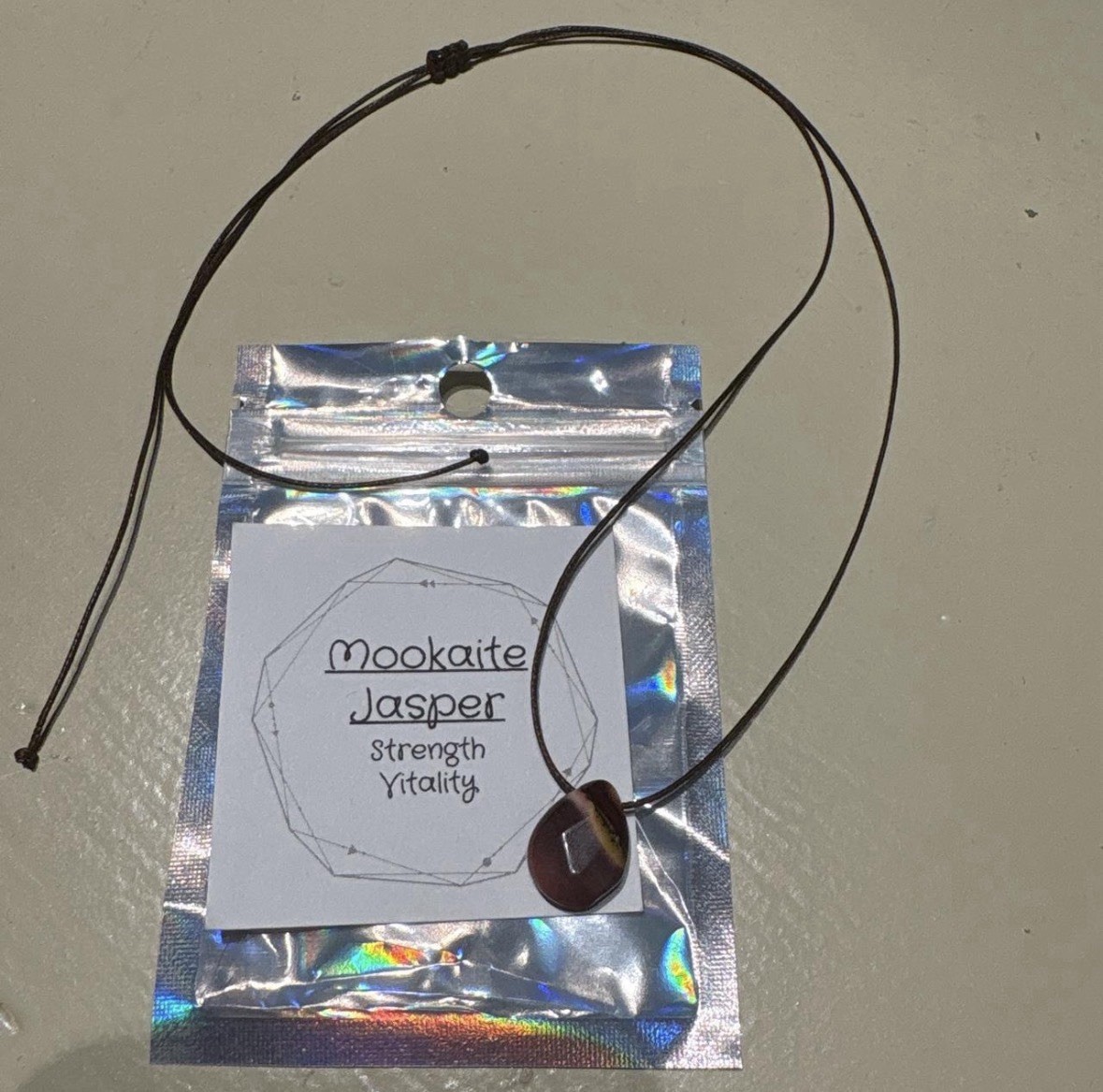 Mookaite Jasper Drop Choker Necklace On Waxed Polyester Cord